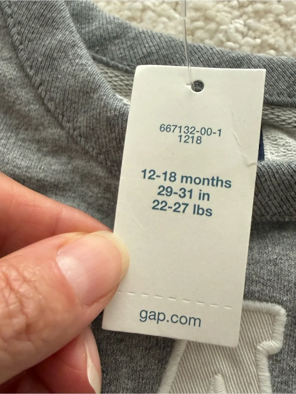 NWT Baby Gap Gray Logo Sweatshirt 12-18 Months Long Sleeve Pullover Cotton